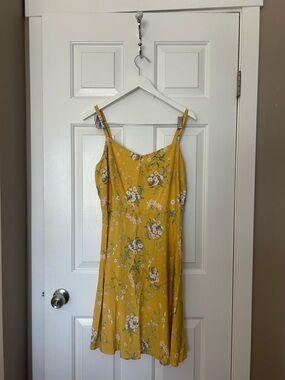 Old Navy Yellow Floral Slip Dress with Pink Flowers